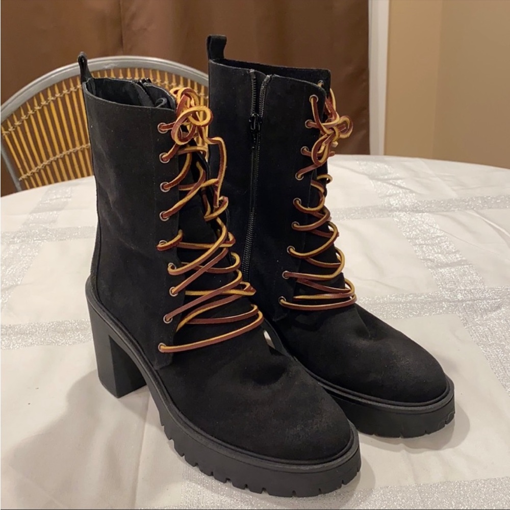 Free people Dylan black suede combat boots - Picture 2 of 9
